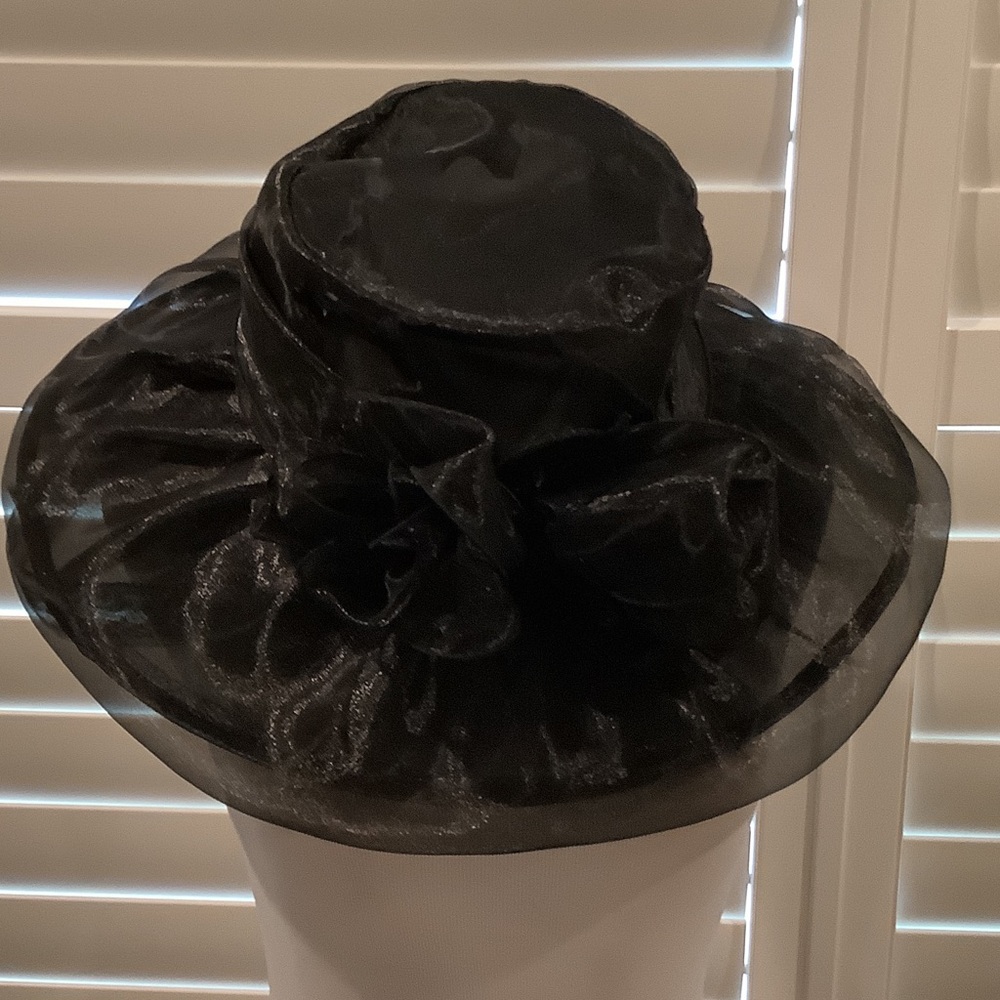 Black Organza Wide-Brim Women’s Dress Hat